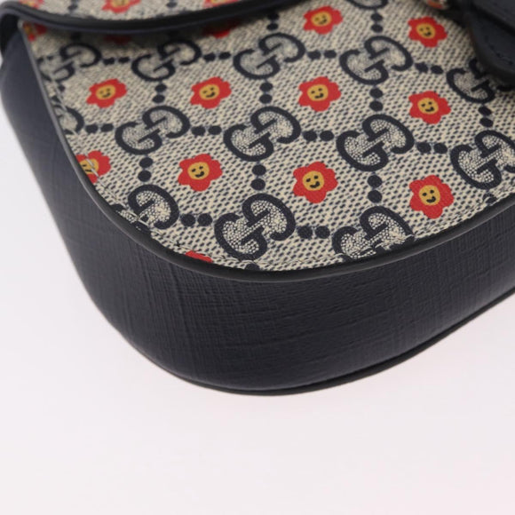 GUCCI GG Supreme Children's Waist bag PVC Sherry Line Navy 835822 Auth 206329M