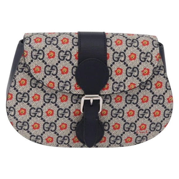 GUCCI GG Supreme Children's Waist bag PVC Sherry Line Navy 835822 Auth 206329M