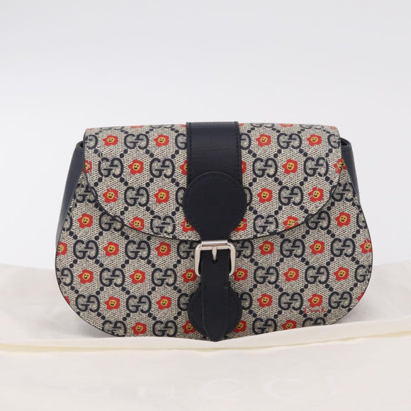 GUCCI GG Supreme Children's Waist bag PVC Sherry Line Navy 835822 Auth 206329M