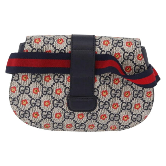 GUCCI GG Supreme Children's Waist bag PVC Sherry Line Navy 835822 Auth 206329M