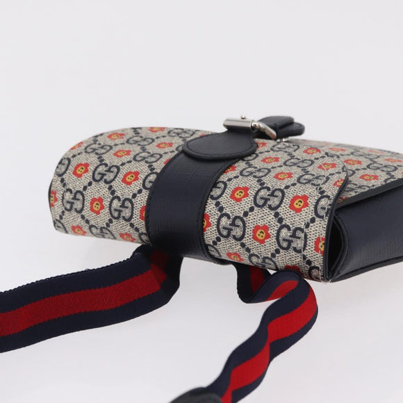 GUCCI GG Supreme Children's Waist bag PVC Sherry Line Navy 835822 Auth 206329M