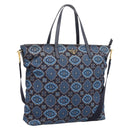 PRADA Tote Bag Nylon 2way Navy Gold Auth 206331A-1