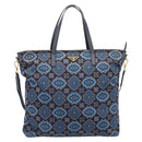 PRADA Tote Bag Nylon 2way Navy Gold Auth 206331A-2
