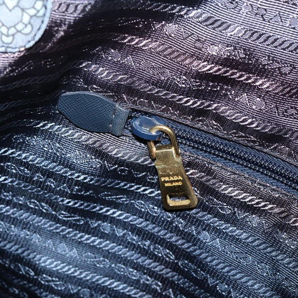 PRADA Tote Bag Nylon 2way Navy Gold Auth 206331A