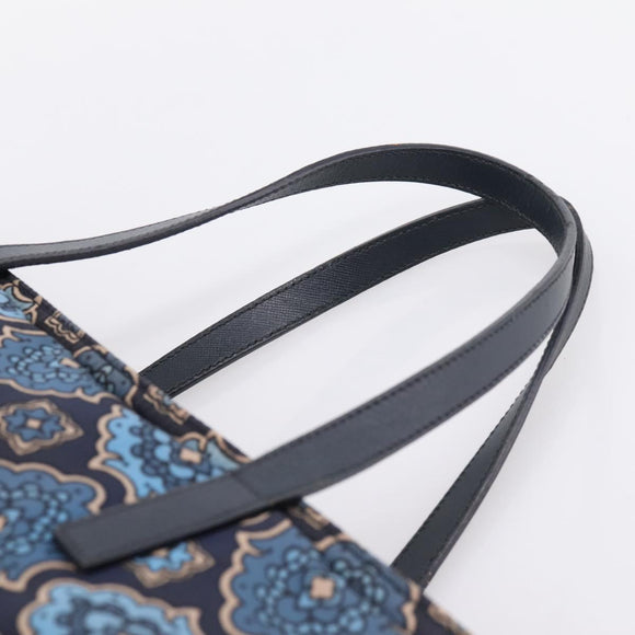 PRADA Tote Bag Nylon 2way Navy Gold Auth 206331A