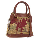Salvatore Ferragamo Hand Bag Canvas 2way Beige Gold Auth 206332-1