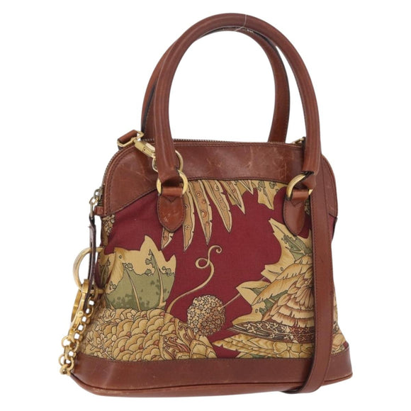 Salvatore Ferragamo Hand Bag Canvas 2way Beige Gold Auth 206332