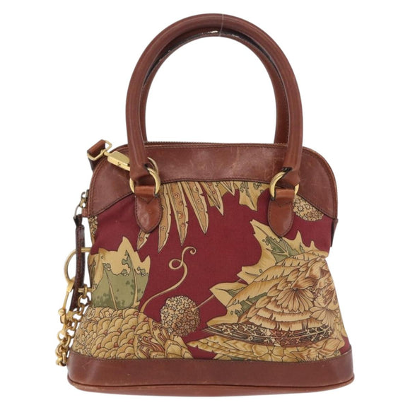 Salvatore Ferragamo Hand Bag Canvas 2way Beige Gold Auth 206332