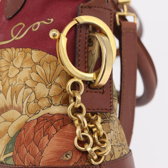 Salvatore Ferragamo Hand Bag Canvas 2way Beige Gold Auth 206332