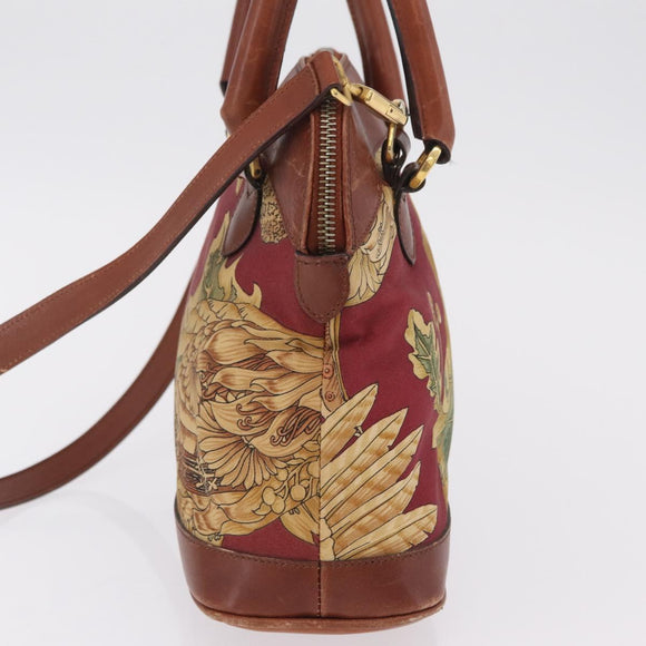 Salvatore Ferragamo Hand Bag Canvas 2way Beige Gold Auth 206332