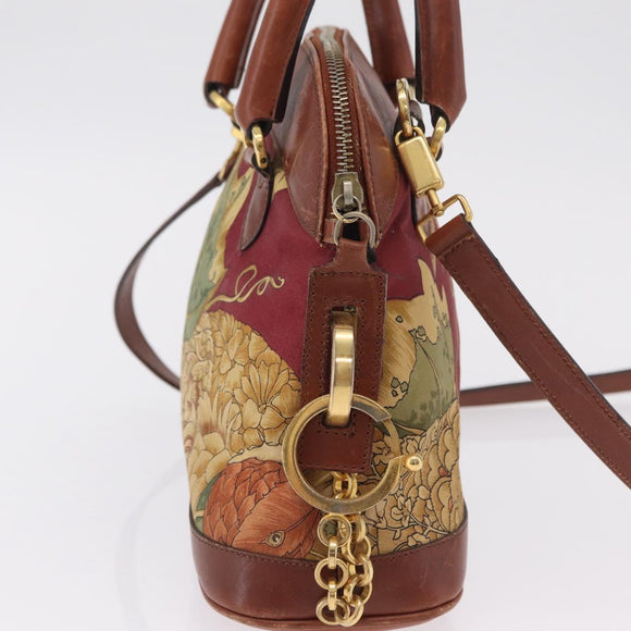 Salvatore Ferragamo Hand Bag Canvas 2way Beige Gold Auth 206332