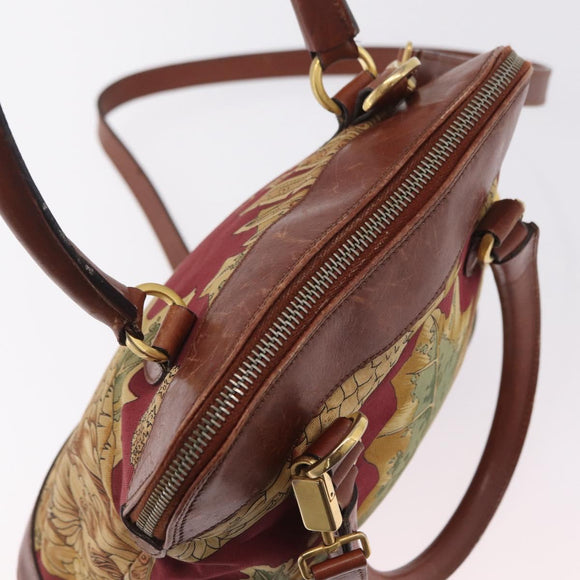 Salvatore Ferragamo Hand Bag Canvas 2way Beige Gold Auth 206332