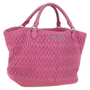 Miu Miu Matelasse Hand Bag Leather Pink Silver Auth 206333-1