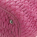 Miu Miu Matelasse Hand Bag Leather Pink Silver Auth 206333-17