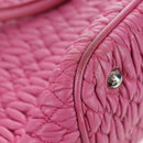 Miu Miu Matelasse Hand Bag Leather Pink Silver Auth 206333-18