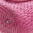 Miu Miu Matelasse Hand Bag Leather Pink Silver Auth 206333-19