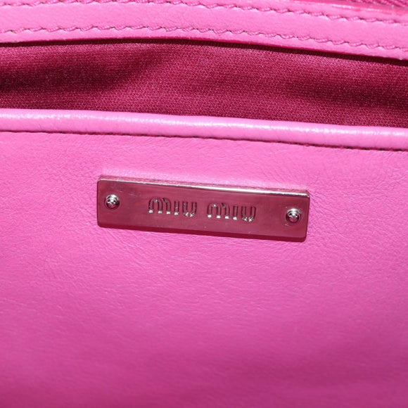 Miu Miu Matelasse Hand Bag Leather Pink Silver Auth 206333