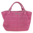 Miu Miu Matelasse Hand Bag Leather Pink Silver Auth 206333-13