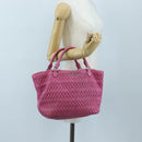 Miu Miu Matelasse Hand Bag Leather Pink Silver Auth 206333-26