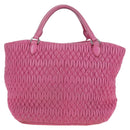 Miu Miu Matelasse Hand Bag Leather Pink Silver Auth 206333-2