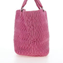 Miu Miu Matelasse Hand Bag Leather Pink Silver Auth 206333-3
