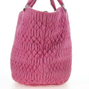 Miu Miu Matelasse Hand Bag Leather Pink Silver Auth 206333-4