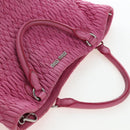 Miu Miu Matelasse Hand Bag Leather Pink Silver Auth 206333-14