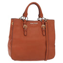Miu Miu Hand Bag Leather 2way Orange Gold Auth 206335A-1