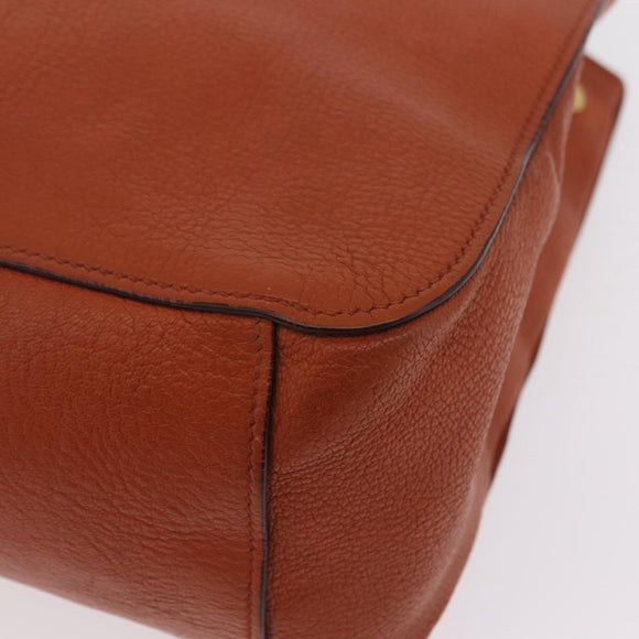 Miu Miu Hand Bag Leather 2way Orange Gold Auth 206335A