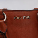 Miu Miu Hand Bag Leather 2way Orange Gold Auth 206335A-21