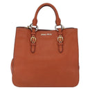 Miu Miu Hand Bag Leather 2way Orange Gold Auth 206335A-13