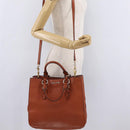 Miu Miu Hand Bag Leather 2way Orange Gold Auth 206335A-27