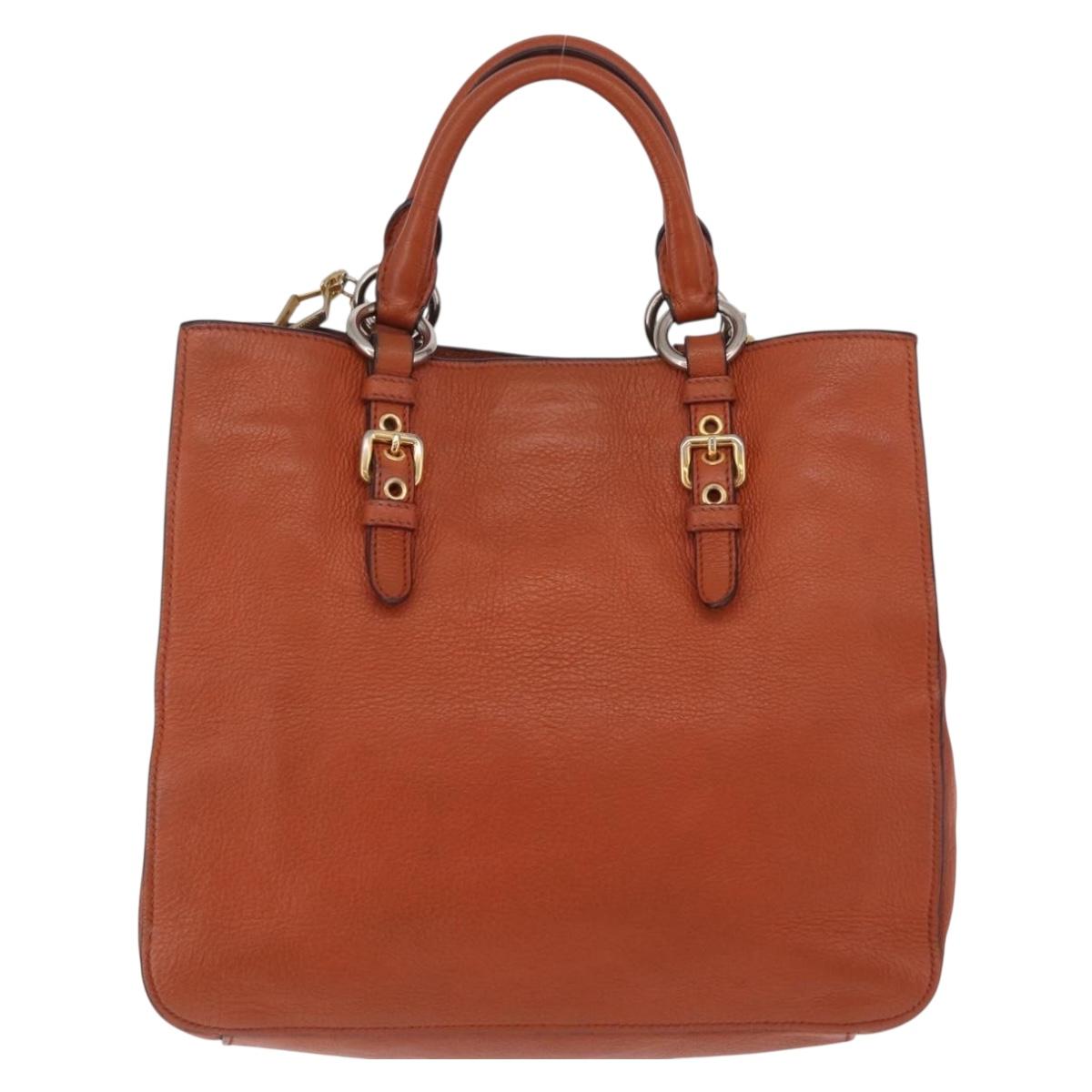 Miu Miu Hand Bag Leather 2way Orange Gold Auth 206335A | Brand