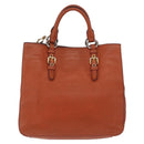 Miu Miu Hand Bag Leather 2way Orange Gold Auth 206335A-2