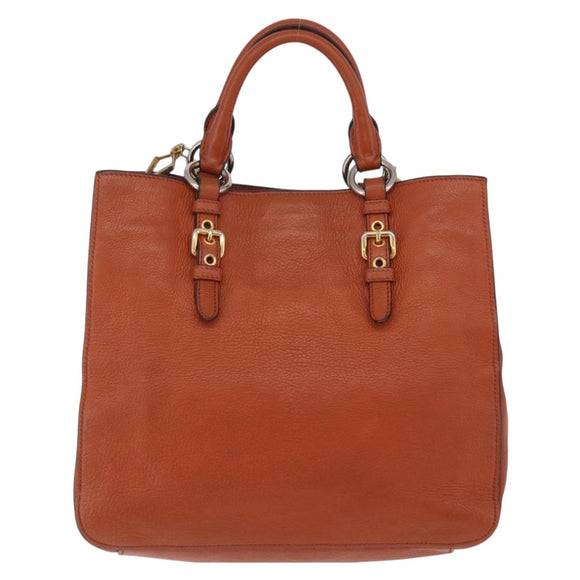 Miu Miu Hand Bag Leather 2way Orange Gold Auth 206335A