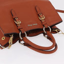 Miu Miu Hand Bag Leather 2way Orange Gold Auth 206335A-6