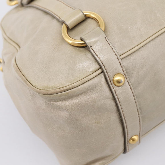 Miu Miu Hand Bag Vitellolux 2way Beige Gold Auth 206339A