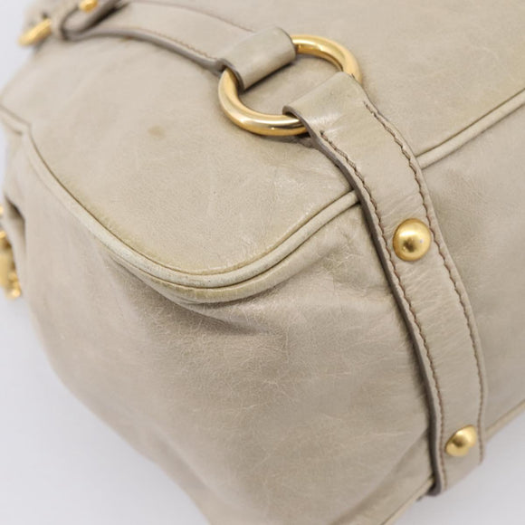 Miu Miu Hand Bag Vitellolux 2way Beige Gold Auth 206339A