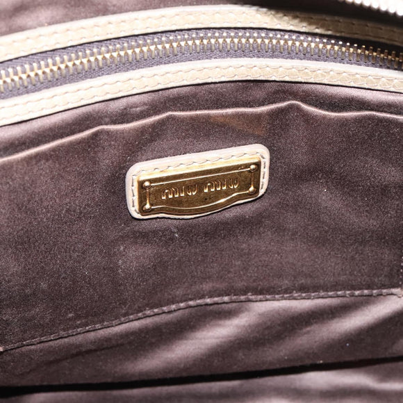 Miu Miu Hand Bag Vitellolux 2way Beige Gold Auth 206339A