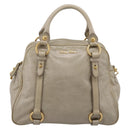 Miu Miu Hand Bag Vitellolux 2way Beige Gold Auth 206339A-13