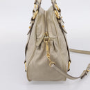 Miu Miu Hand Bag Vitellolux 2way Beige Gold Auth 206339A-3