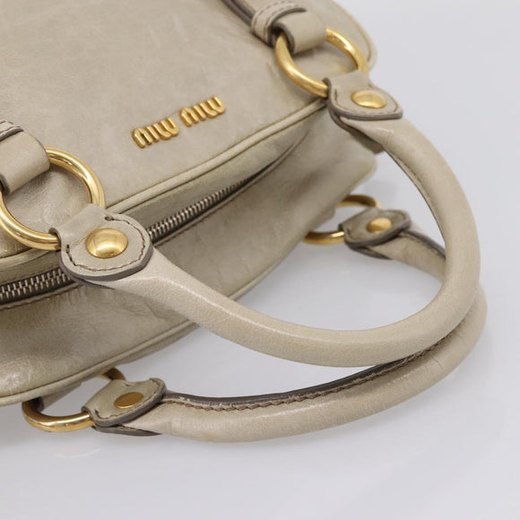Miu Miu Hand Bag Vitellolux 2way Beige Gold Auth 206339A