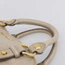 Miu Miu Hand Bag Vitellolux 2way Beige Gold Auth 206339A-8