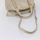 Miu Miu Hand Bag Vitellolux 2way Beige Gold Auth 206339A-9