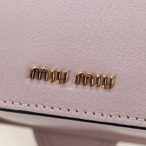Miu Miu Shoulder Bag Leather Pink Gold Auth 206340M