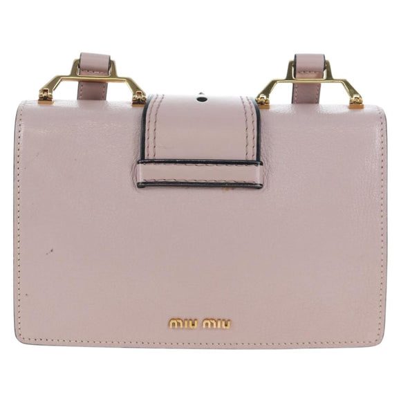 Miu Miu Shoulder Bag Leather Pink Gold Auth 206340M