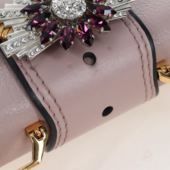 Miu Miu Shoulder Bag Leather Pink Gold Auth 206340M