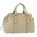 Miu Miu Hand Bag Leather Beige Gold Auth 206341A-1