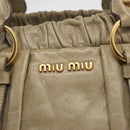 Miu Miu Hand Bag Leather Beige Gold Auth 206341A-19