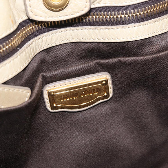 Miu Miu Hand Bag Leather Beige Gold Auth 206341A